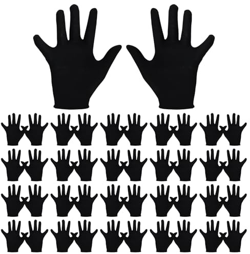 40 Pezzi (20 Coppie) Guanti Cotone Neri Morbidi Elastici Cura Delle Mani Guanti Cotone Neri per Crema Mani La Cura per Ispezione Dei Gioielli
