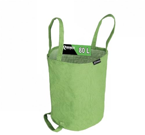 Ribimex Sac en Jute pour déchets de Jardin 80 L, avec 3 poignées et poignée renforcée, idéal pour Le Transport de déchets et de résidus végétaux - PRSAC080J