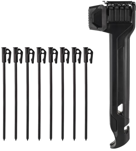 BOXOB 8pcs Piquets Tente avec Marteau, Ensemble Marteau et Piquet Tente | Marteau à Piquets Tente avec Piquets Tente Accessoire Pratique Randonnée Camping Voyages et Toutes Vos Aventures Plein Air