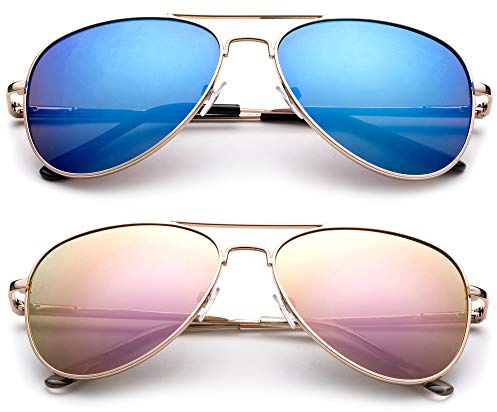 Polarized Kids Teens Juniors Aviator Polarized Sunglasses Stainless Steel Frame Spring Hinge UV Protection