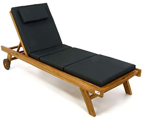 Divero klappbare Sonnenliege SOTOGRANDE aus Teakholz, behandelt - mit Auflage Farbe ANTHRAZIT