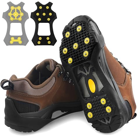 Ice Cleats for Shoes and Boots, Walk Traction Snow Cleats Crampons Anti Slip 11 Studs Ice Shoes Grippers for Women Men Ice Fishing Walking on Snow Ice