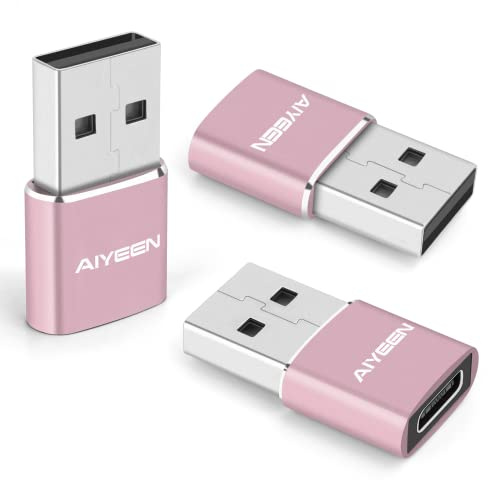 Upgraded USB C Female to USB A Male Adapter,Type C to USB A Charger Cable Converter for Apple iWatch 7 AirPods,MacBook,iPhone 12 13 14 15 Series,iPad mini 6,Samsung Galaxy S20 S21 S22 (3Pack RG)