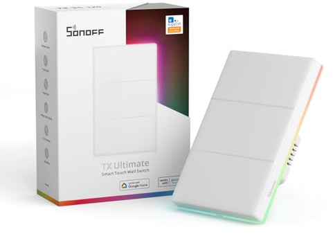 SONOFF T5-3C-120 Interruttore a parete Smart Touch WIFI, telecomando eWeLink, tocco multisensoriale, Smart LED RGB, scocca sostituibile, compatibile con Alexa, Google Home