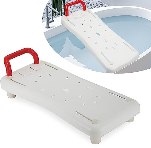 Sonnewelt Planche de Bain pour Adultes Seniors - Dimensions : env. 69 cm - avec poignée et Porte-Savon intégré - Blanc