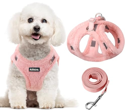 AIITLE Set di imbracatura e guinzaglio Step in Dog Vest - Gilet antifuga per cani con fasce riflettenti, imbracature leggere per animali domestici da esterno per cani di taglia media Rosa puro M