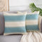 DakTou Kissenbezug Kissenhülle 2er Set 40X40cm Bauernhaus Dekokissen Leinen Sofakissen Streifen Kissenbezüge Dekorative Moderne Türkis Kissen für Sofa Stuhl Schlafzimme Büro Auto
