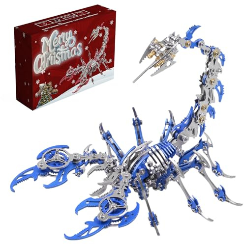 Metalkitor Scorpion - Kit puzzle 3D in metallo per adulti, 454 pezzi, modelli di assemblaggio meccanico, 4 ore di costruzione, regali ideali e decorazioni da scrivania (blu)