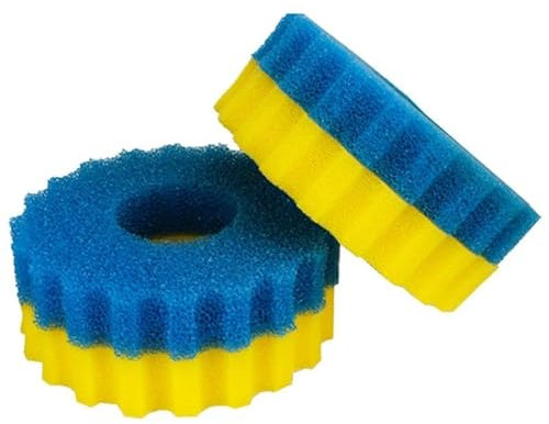 kychenBase CPF-2500 / CPA-2500 / GPF-2500 Spugne Filtro Laghetto – Spugne in Schiuma Filtrante, Ricambio Materiale Filtrante (2 x Blu Grossolana, 2 x Gialla Fine, Ø 230 mm)