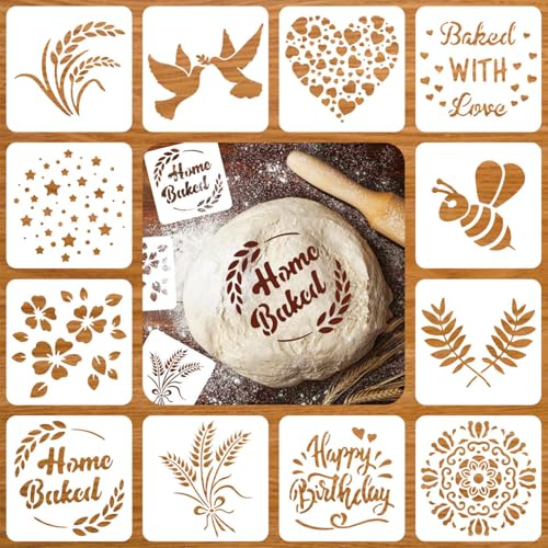 Artisan Bread Stencils | Bread, Cake, Coffe, Pie & Cookie Stencils for Decorating Your Own Unique Design Baking Stencil Set