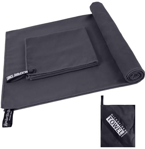 NANSIKE Sporthandtuch Fitnessstudio Mikrofaser Handtuch 2er Set | 180x60cm Groß Badetuch + 80x40cm Klein Hand Gesichtshandtuch | Schnelltrocknend Mikrofaser Handtücher,Reisehandtuch