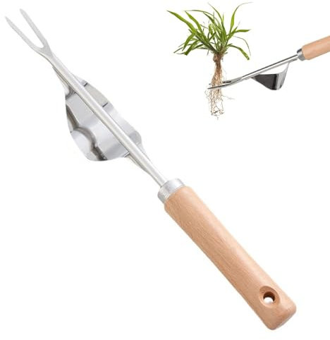 SSKHE Jardinière Manuelle,Désherbeur Manuel,Outil Gouge de Désherbage en Acier Inoxydable,Outil Gouge de Désherbage en Acier Inoxydable,avec Poignée Bois Pelle,Désherbeur de Mauvaises Herbes