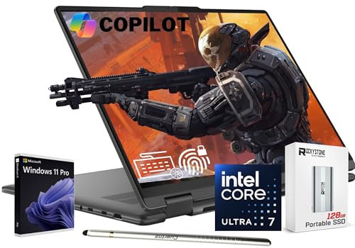 Lenovo 2024 Yoga 7i 2 en 1 AI Laptop, 16 pulgadas WUXGA Touch, Intel 12-Core Ultra 7 155U (Beat i7-1355U), 16GB LPDDR5X RAM, 1TB SSD, retroiluminado, FP, FHD IR Webcam, AI Copilot, Win11 PRO, con SSD