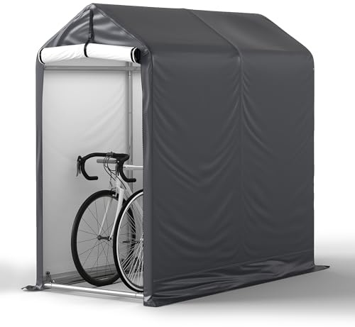 3x6 Ft Outdoor Storage Shelter, Heavy Duty Waterproof Portable Shed with Roll-up Zipper Door and Ventilated Windows for Motorcycle, Bike, Tools Gray