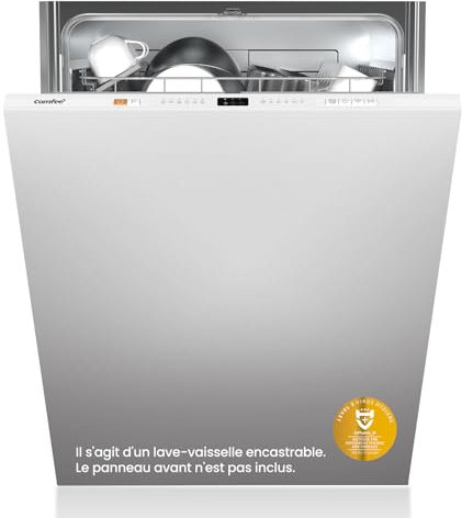 COMFEE' CDWPB1215PB-EU Lave-vaisselle Entièrement Intégré avec 12 Couverts, Lavage Cloud Wash, Séchage Supplémentaire, Lave-vaisselle Encastrable avec Démarrage Différé, Lavage Rapide - Blanc