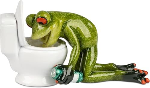 formano Frosch betrunken vor Toilette – Figur am WC mit Dose – Tierfigur, Geschenkidee & Sammlerfigur