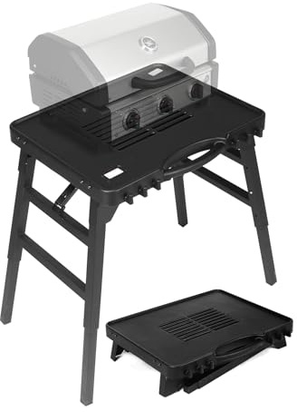 GFTIME Tragbarer Grillwagen für Enders Urban, Weber Q100/Q200/Q300, Ninja Woodfire, Burnhard Wayne – Faltbarer Outdoor-Grillständer mit höhenverstellbaren Füßen