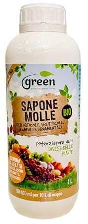 Sapone Molle di Potassio 1 L | Corroborante naturale per piante | Lava melata e fumaggini | Aiuta contro afidi, cocciniglie e insetti a corpo molle | Green Ravenna