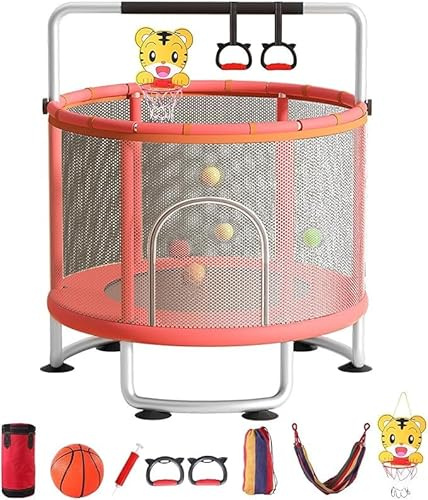 Trampolín Infantil, 160 cm, para Exterior/Interior, Cama elástica Infantil con Canasta de Baloncesto, Columpio, Saco de Arena, Bolas de mar, 440 Libras para Interior