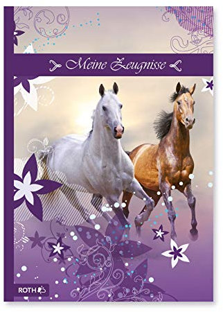 ROTH Zeugnismappe Wildpferde - mit 10 A4 Klarsichthüllen, dokumentenecht - Dokumentenmappe