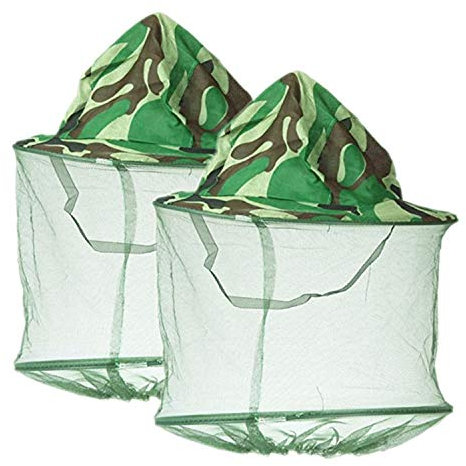YouU 2 Pack Camouflage Apicoltura Apicoltore Anti-zanzara Ape Bug Insetto Fly Mask cap Hat con Testa Net Mesh Protezione del Viso Attrezzature per la Pesca all'aperto (Verde/Mask cap Hat)