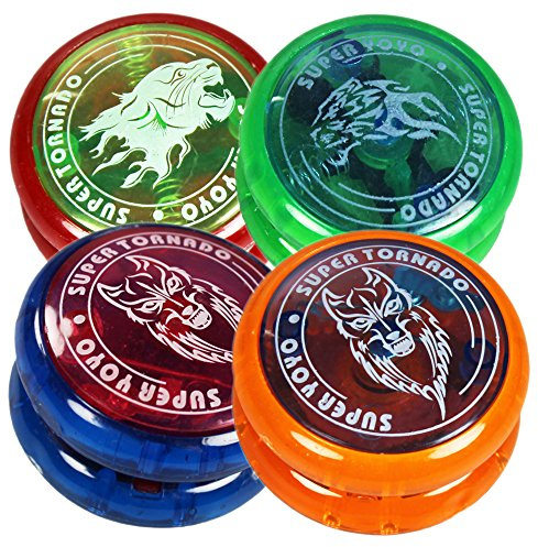 COM-FOUR® 4x yo-yo con luz intermitente - Yo-yo LED para niños y adultos - Yo-yo para principiantes para aprender trucos geniales - super tornado - super yo-yo [color variable]