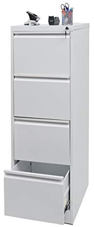 Mendler Hängeregisterschrank HWC-H16, Aktenschrank Büroschrank Stahlschrank, Format Legal + A4 abschließbar 134x46x62cm - weiß