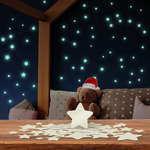 LILIMAUS Leuchtsterne Kinderzimmer [100 Stck.] - SELBSTKLEBEND - Leuchtende Sterne für Kinderzimmer Deko - Glow in the dark stars - Leucht Sternenhimmel - Leuchtsticker Aufkleber leuchtend im Dunkeln