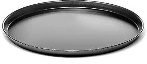 Forgast Forma Teglia per Pizza Rotonda 40 cm, Teglia Antiaderente Profesionale per Focacce, Quiche, Forno, Grigio, Cucina, Acciaio Bluesteel, Nero