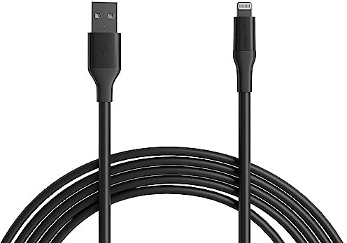 Amazon Basics Câble de chargement USB-A vers Lightning ABS, chargeur certifié MFi pour Apple iPhone 14 13 12 11 X Xs Pro, Pro Max, Plus, iPad, 3 m, Noir