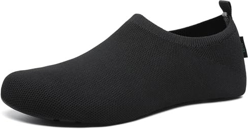 SAGUARO Hausschuhe Damen Herren Leicht Hüttenschuhe Atmungsaktiv Rutschfest Flache Pantoffeln Bequem Weich Flexibel Schlappen Home Cozy Geschlossene Slippers, Ölschwarz 40/41EU