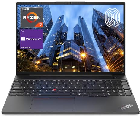 Lenovo Notebook aziendale ThinkPad E16 Gen 1, display FHD+ da 16, AMD Ryzen 7 7730U, 24 GB di RAM, SSD da 512 GB, tastiera retroilluminata, lettore di impronte digitali, HDMI, RJ-45, Wi-Fi 6, Windows