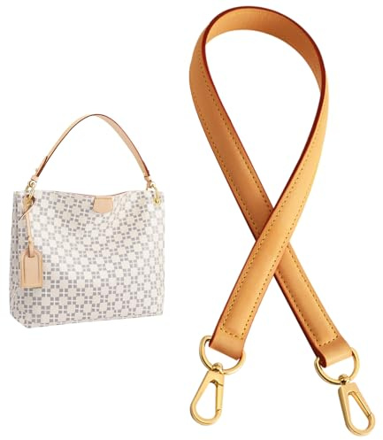 jiesinlov Genuine Vachetta Leather Replacement Straps Purse Shoulder short Strap conversion kit for Graceful tote soft speedy Alma And Dauphine Bags Brown (W0.7in,L25.6in-Beeswax)