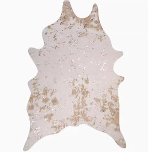 SYLUOQP Teppich Kunstfell Kuhfell Rinderfell Stierfell EKunstfell Fellteppich Bettvorleger Deko Wohnzimmerteppich Braun Weiß 150x200cm