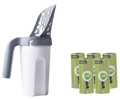 EYRMQWJPC Pulizia dei rifiuti di Animali Domestici for Gatti e Cani Distributore di Sacchetti Incorporato con Rotolo Grande capacità Gatto Senza sporcare(One Piece Cat Litter Scoop (with 5 Rolls))