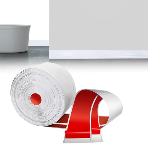 LIHIQIYA Mjuk golvlist självhäftande vit, 6 m golvlist självhäftande, 80 x 20 mm böjlist slutlister PVC, flexibel böjlist, golvlist slutremsa för badrum kök badrum