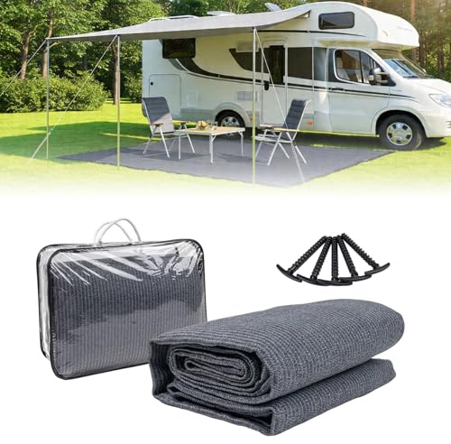 COOL AREA Tapis de Sol pour Auvent de Tente -Tapis de Camping Extérieur Respirant et Antidérapant avec Sac de Transport et Piquets - Gris Bleu