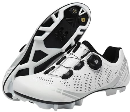 Surwin Fahrradschuhe MTB SPD, Mountainbike Schuhe SPD für Herren Damen Unisex EU 36-47 MTB Schuhe mit Schrauben & Stollen Atmungsaktive Radsportschuhe Mountainbikeschuh Reitschuhe (Weiß,42)