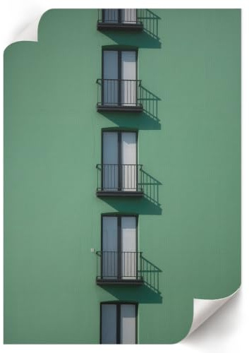 Lienzo Decorativo 29,7x42 cm | Tamaño A3 | Fachada verde