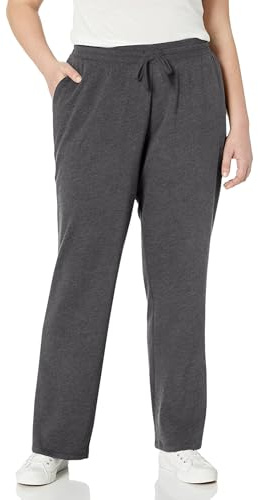 Amazon Essentials Pantalon de Survêtement Droit avec Cordon de Serrage pour Femmes, en Polaire (Disponible en Grande Taille) Femme, Charbon Chiné, L