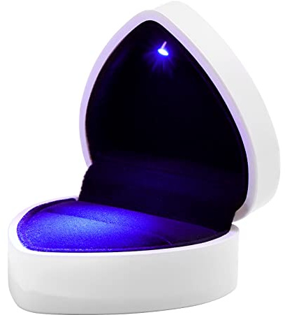 VOSAREA Scatola per anello da sposa luminosa in velluto a forma di cuore con luce a LED, decorazione di San Valentino, matrimonio, compleanno, rosso (bianco)