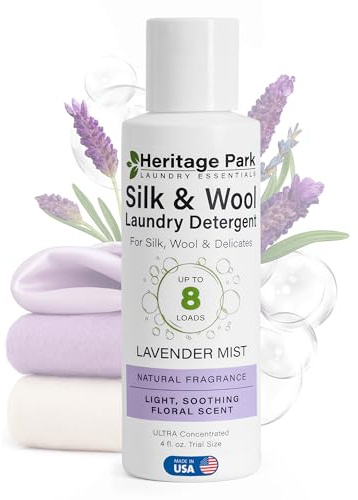 Heritage Park Silk & Wool All-Natural Lavender Mist Scent, pH-Neutral Laundry Detergent - Enzymes-Free, Ultra Concentrated (4 fl oz Trial Size)