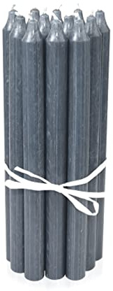 LUMELY danska premium stavljus mörkgrå, 12-pack, höjd 29 cm, Ø 2,2 cm, brinntid ca. 14 timmar, cylindriska ljusstake, dekorativa ljusset, stearinljus, skandinavisk