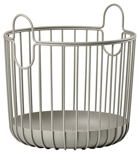 Zone Denmark Inu Korb zur Aufbewahrung, Kleiner Aufbewahrungskorb für Küche, Bad, Kinderzimmer, Home-Office, aus Metall, Durchm. 20 cm, Höhe 20 cm, Taupe