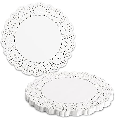 Vin Beauty 150 Paper Doilies - 6.5 inch White Lace Round Disposable Doilies for Buffet, Cake, Fried Food, Party, Wedding Tableware Decoration