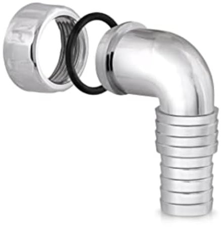 Schläfer 655811 - Winkelstück 1 Zoll, Anschluss mit 90-Grad-Bogen für Siphon-Anschluss für Waschmaschine und Geschirrspüler für Rohr Ø 19-23,5 mm. Schlauchanschluss aus Kunststoff, Chrom