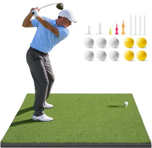 Golfguru Golf Mat 5x4FT, 26mm Dense Elite Turf with 10 Balls & 9 Tees