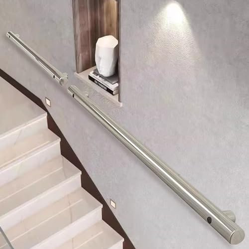 Barandilla de escalera moderna para escalera 1 2 3 4 5 6 metros Barandillas de escalera Tubo de acero inoxidable Pasamanos antideslizantes para exterior Interior con soporte de montaje en pared ( Size