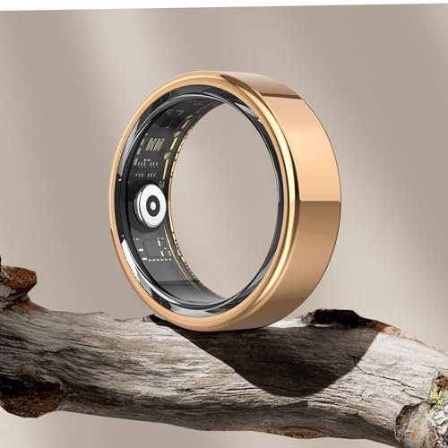 DEKELIFE 2024 Neu Smart Ring Herren Damen, Fitness Ring Tracker Gesundheitsring mit Herzfrequenz, SpO2, Schlaftracker, 100+ Sportmodi IP68 Wasserdicht Smartringe für Android und iOS, Size 9, Gold