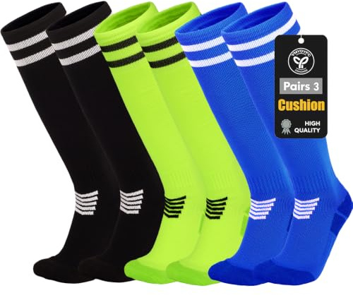 Kids Football Socks Toddler Boys Athletic Soccer Socks Outdoor Sports Socks | Cushioned heel & toe blocks cleat impact.Sweat-wicking fabric.Arch support lessens fatigue.Ideal for rugby,hockey & training.
